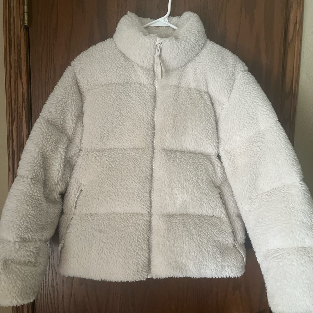 COPY - White Aritzia The Mega Puff puffer jacket.